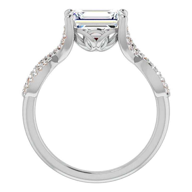 Emerald / Radiant cut Infinity East-West Eng Ring