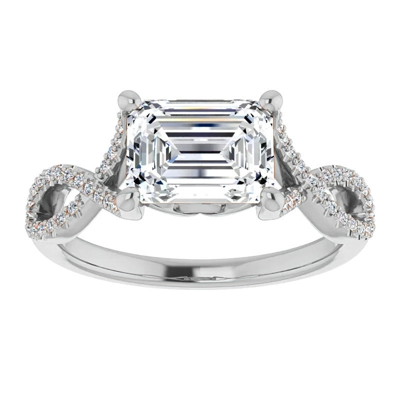 Emerald / Radiant cut Infinity East-West Eng Ring