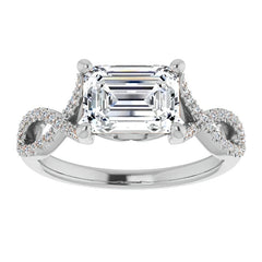 Emerald / Radiant cut Infinity East-West Eng Ring