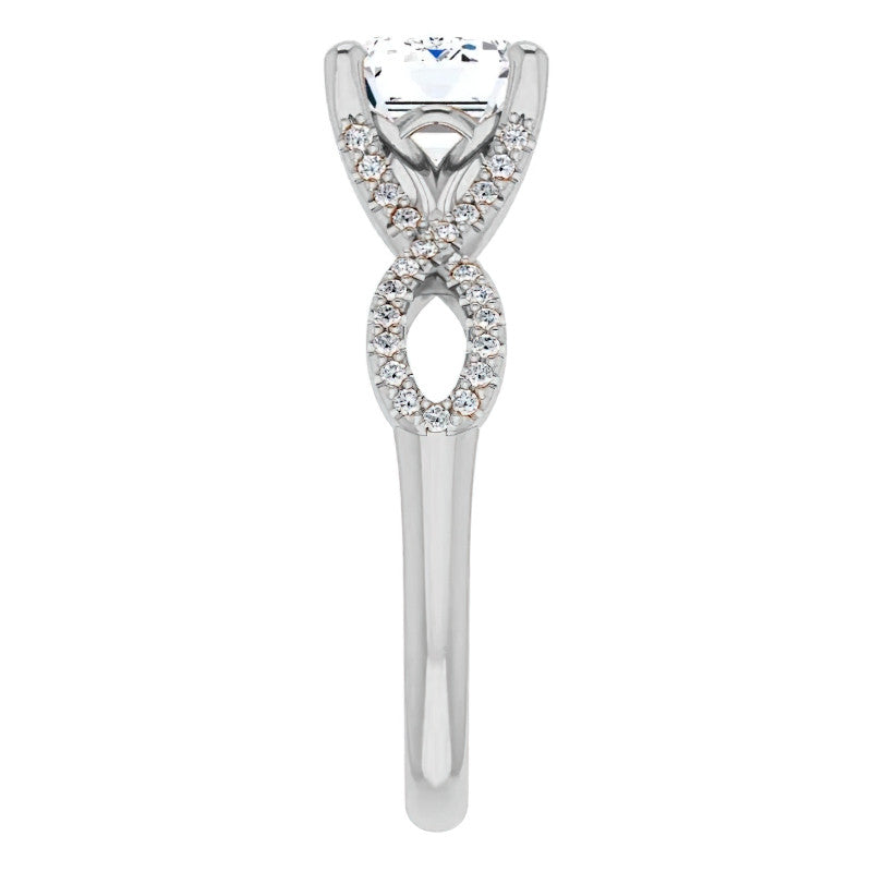 Emerald / Radiant cut Infinity East-West Eng Ring
