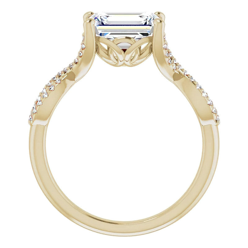 Emerald / Radiant cut Infinity East-West Eng Ring