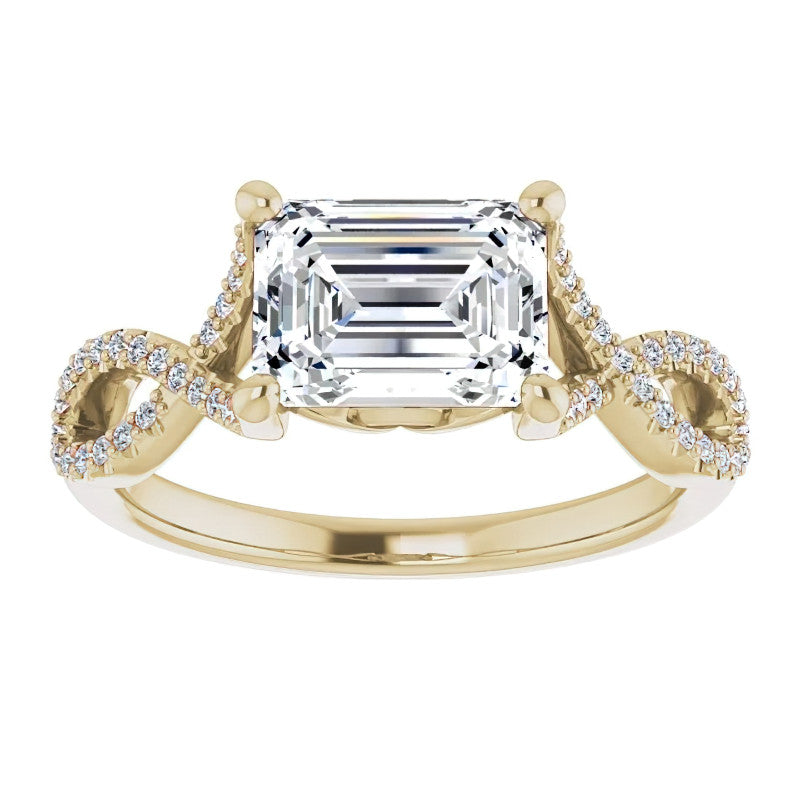 Emerald / Radiant cut Infinity East-West Eng Ring