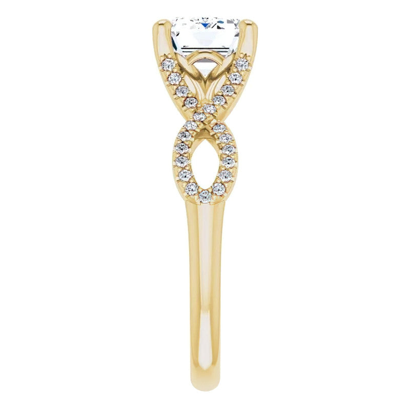 Emerald / Radiant cut Infinity East-West Eng Ring