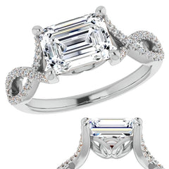 Emerald / Radiant cut Infinity East-West Eng Ring