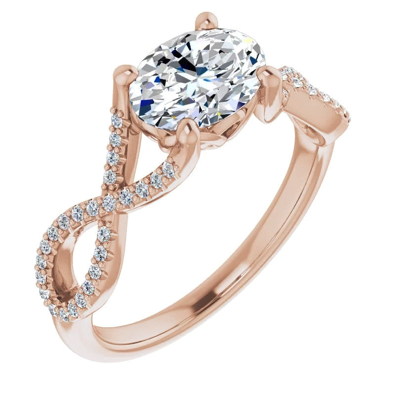Oval Floral Infinity Engagement Ring