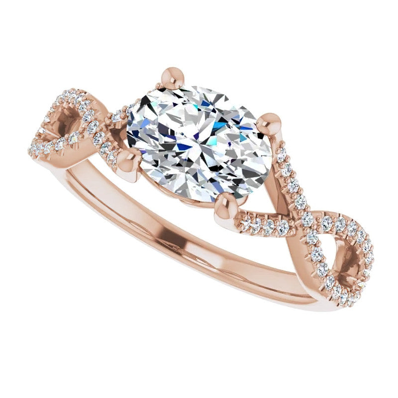 Oval Floral Infinity Engagement Ring