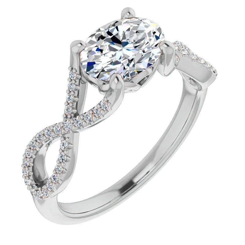 Oval Floral Infinity Engagement Ring