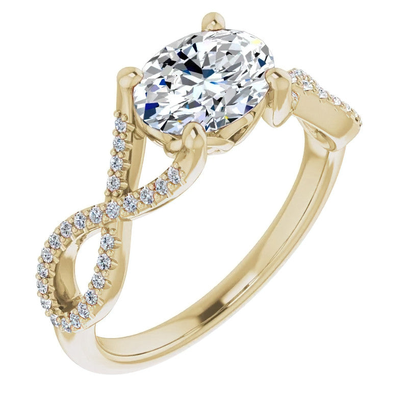 Oval Floral Infinity Engagement Ring