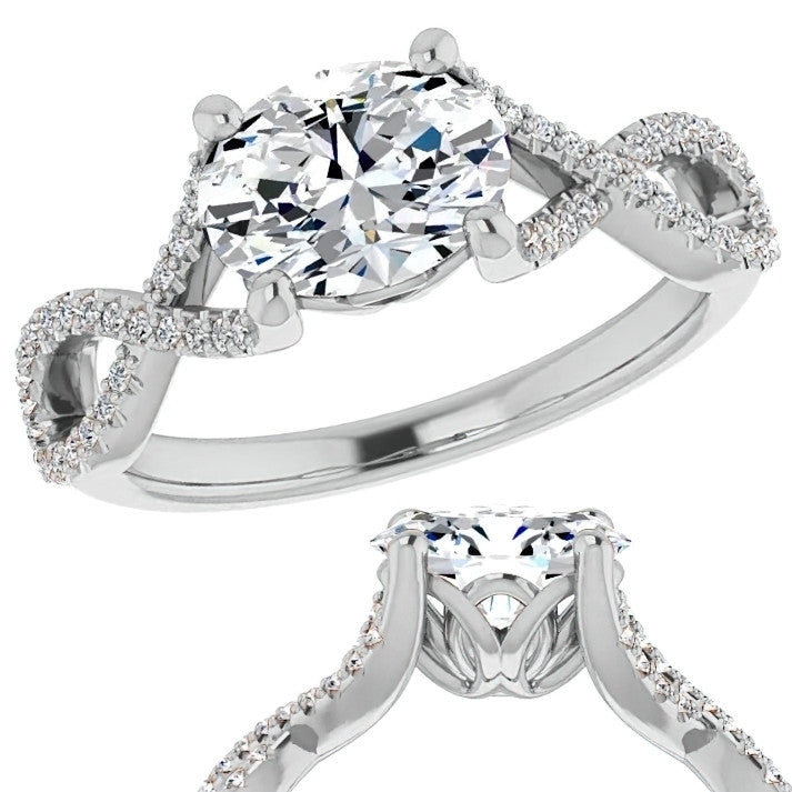 Oval Floral Infinity Engagement Ring