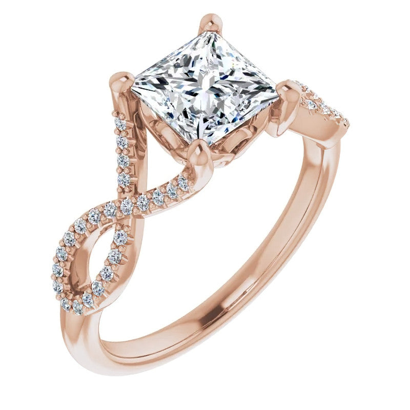 Princess cut Floral Infinity Engagement Ring