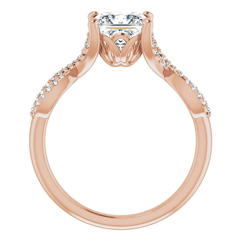 Princess cut Floral Infinity Engagement Ring