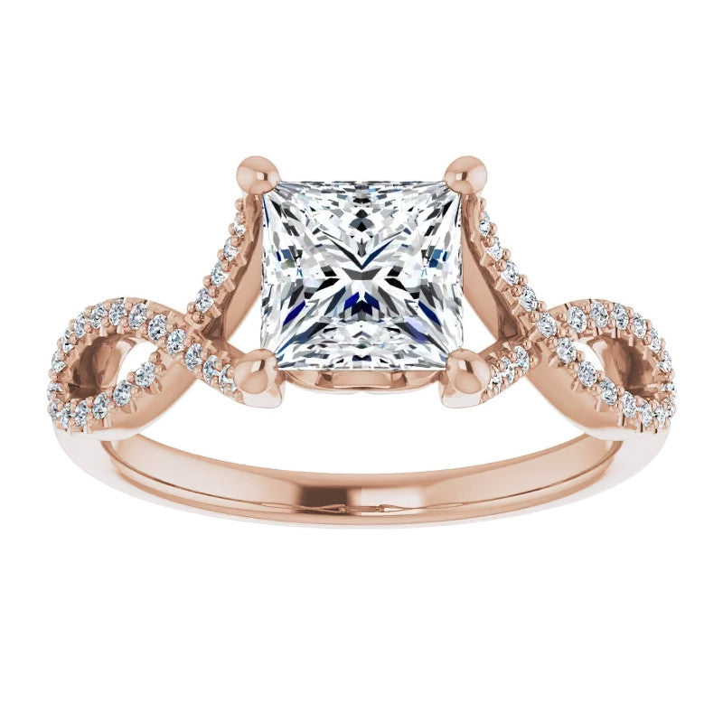 Princess cut Floral Infinity Engagement Ring