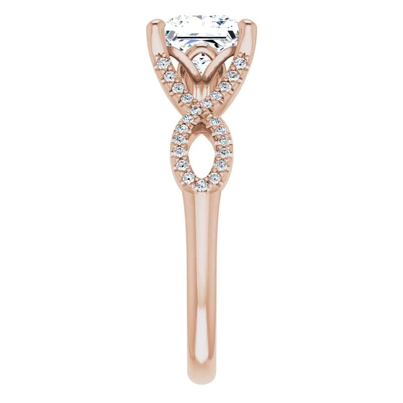Princess cut Floral Infinity Engagement Ring