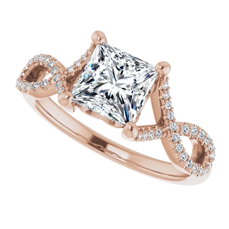 Princess cut Floral Infinity Engagement Ring