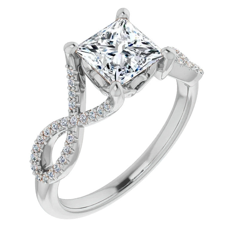 Princess cut Floral Infinity Engagement Ring