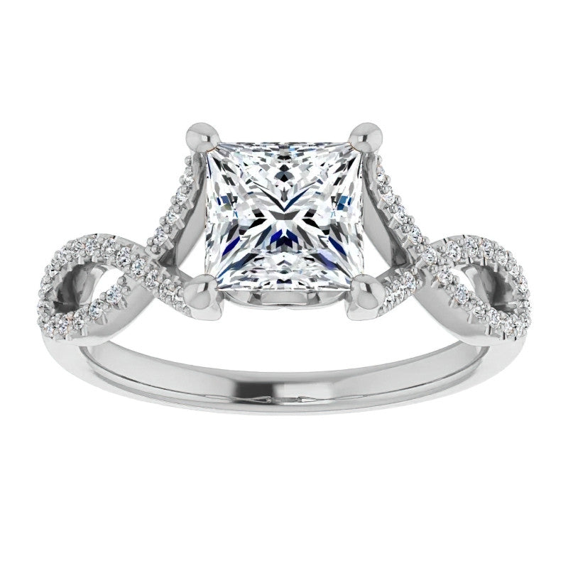 Princess cut Floral Infinity Engagement Ring