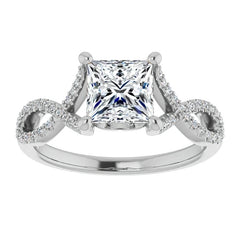 Princess cut Floral Infinity Engagement Ring