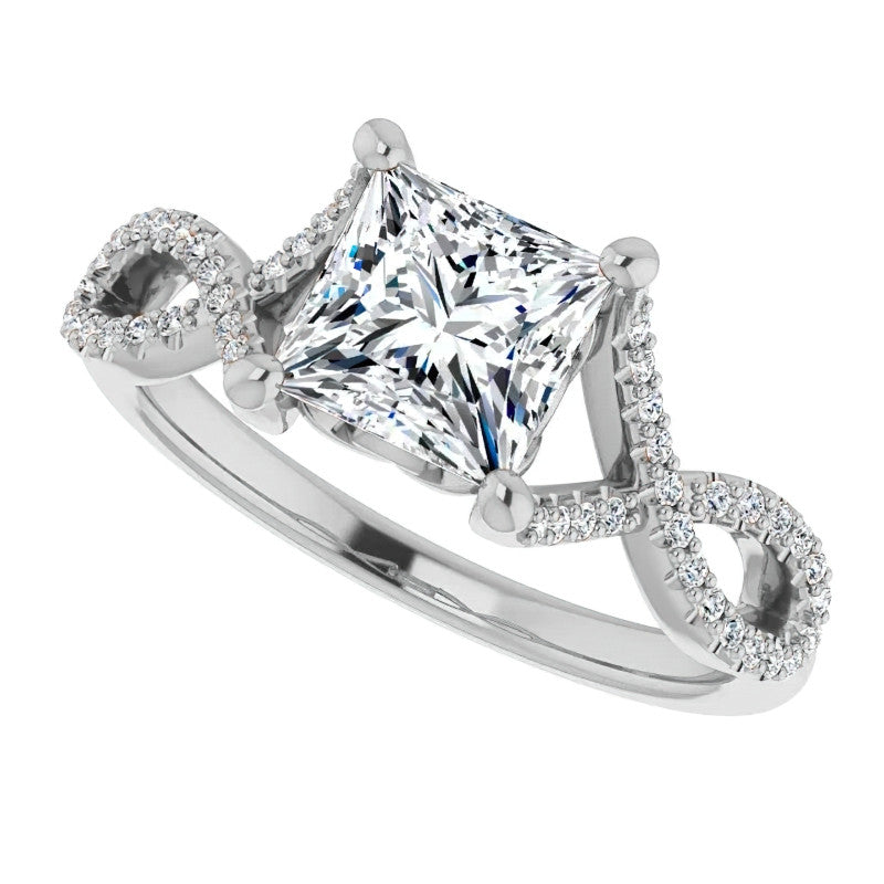 Princess cut Floral Infinity Engagement Ring