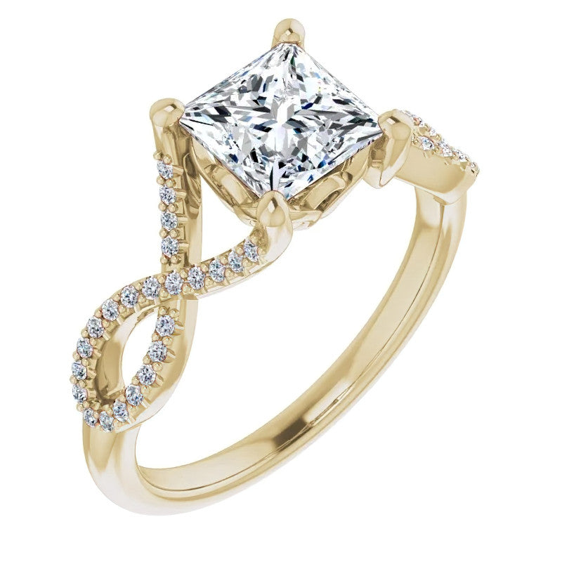 Princess cut Floral Infinity Engagement Ring