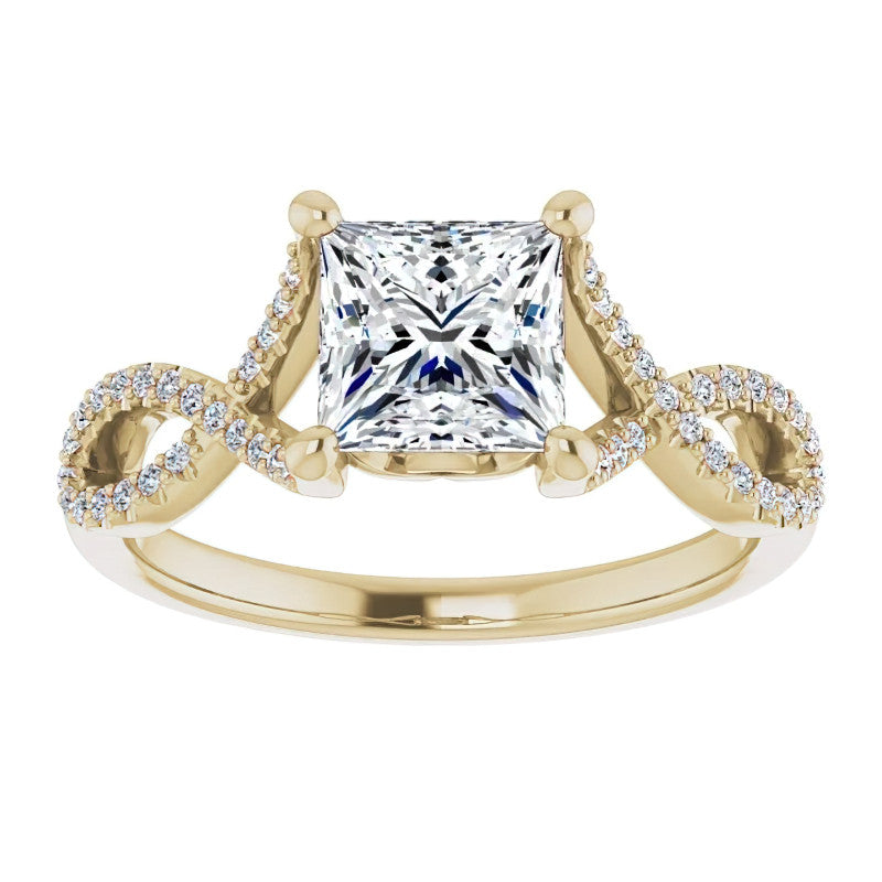Princess cut Floral Infinity Engagement Ring