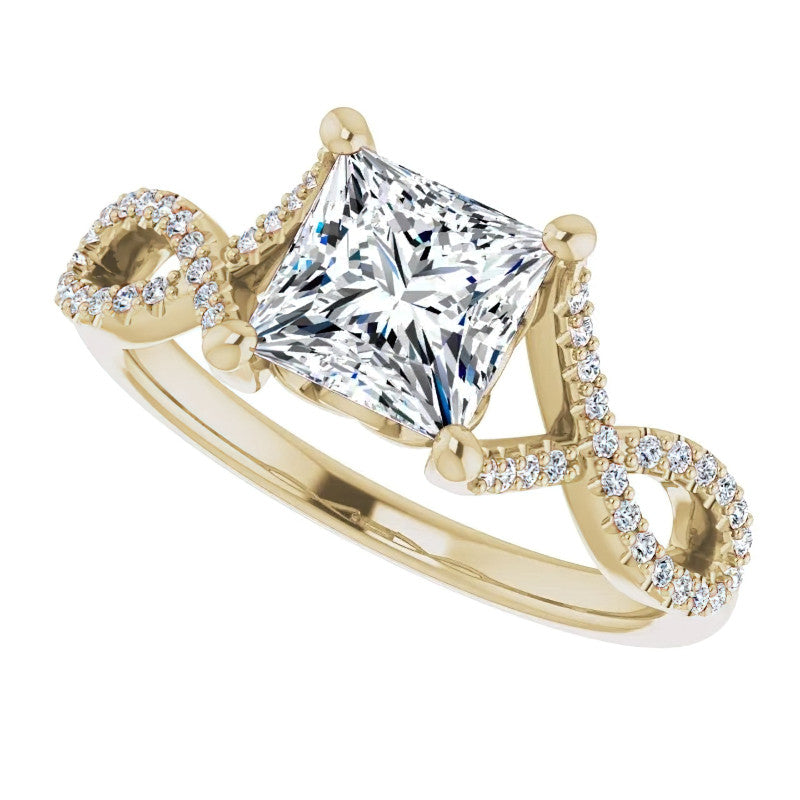 Princess cut Floral Infinity Engagement Ring