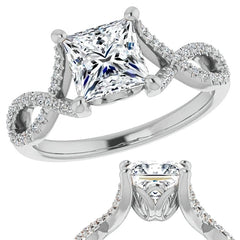 Princess cut Floral Infinity Engagement Ring
