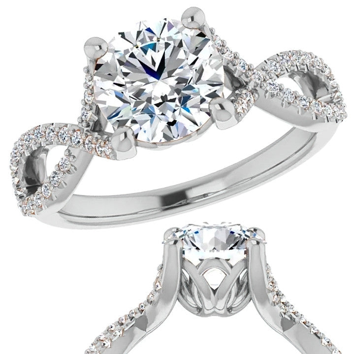 Round Floral Infinity Moissanite Engagement Ring