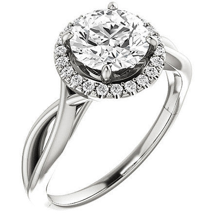 Round Infinity Halo Cathedral Moissanite Engagement Ring