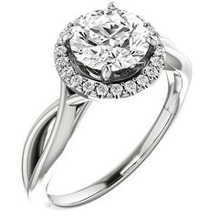 Round Infinity Halo Cathedral Moissanite Engagement Ring