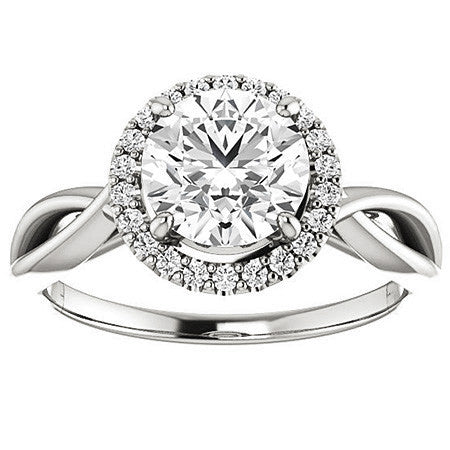 Round Infinity Halo Cathedral Moissanite Engagement Ring