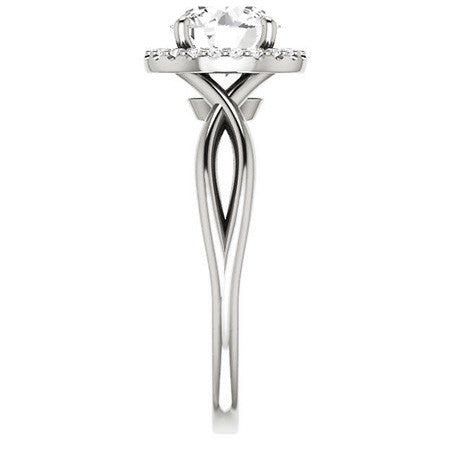 Round Infinity Halo Cathedral Moissanite Engagement Ring