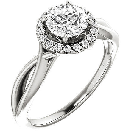 Round Infinity Halo Cathedral Moissanite Engagement Ring
