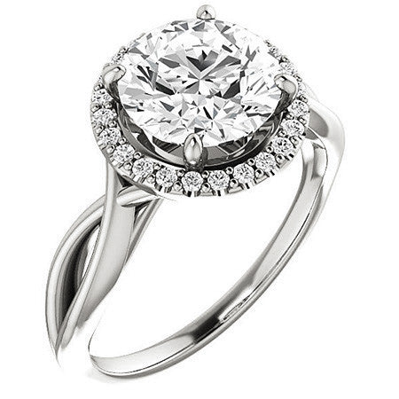 Round Infinity Halo Cathedral Moissanite Engagement Ring