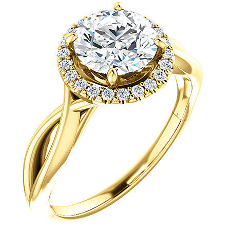 Round Infinity Halo Cathedral Moissanite Engagement Ring
