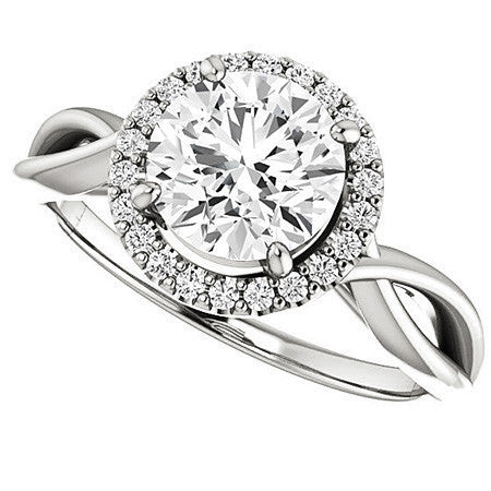 Round Infinity Halo Cathedral Moissanite Engagement Ring