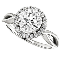 Round Infinity Halo Cathedral Moissanite Engagement Ring