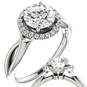 Round Infinity Halo Cathedral Moissanite Engagement Ring