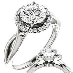 Round Infinity Halo Cathedral Moissanite Engagement Ring