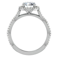 Round Twisted Cathedral Halo Moissanite Engagement Ring