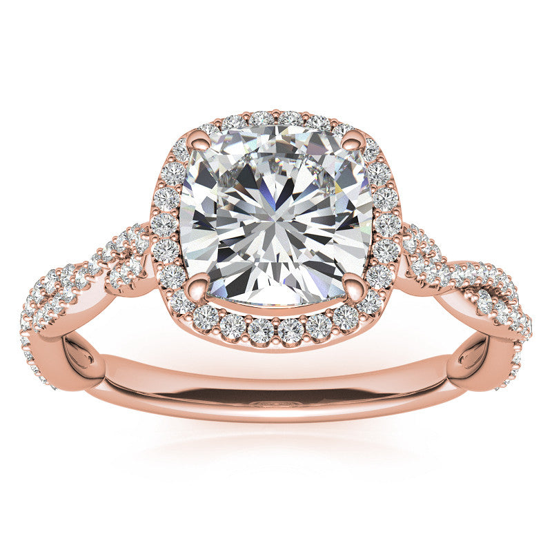Cushion Twisted Cathedral Halo Engagement Ring