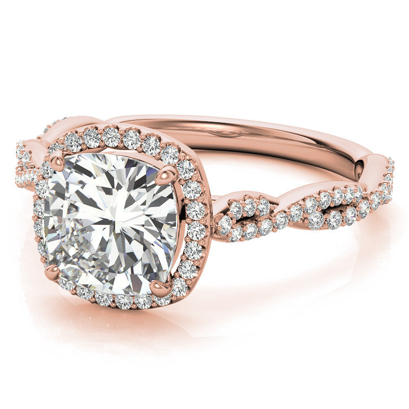 Cushion Twisted Cathedral Halo Engagement Ring