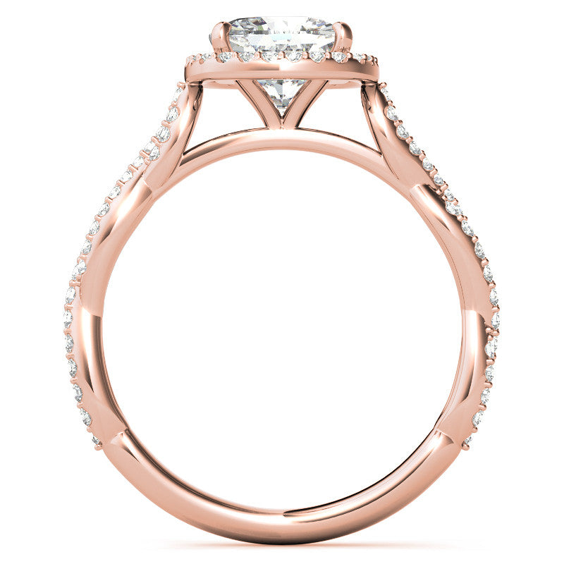 Cushion Twisted Cathedral Halo Engagement Ring