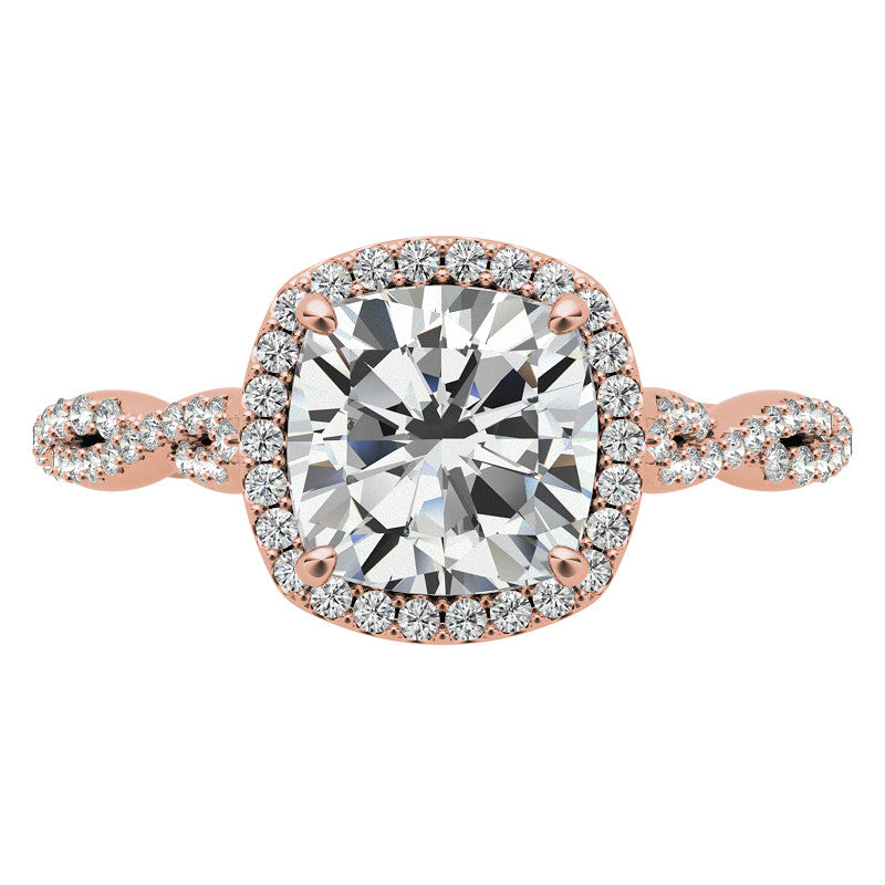 Cushion Twisted Cathedral Halo Engagement Ring
