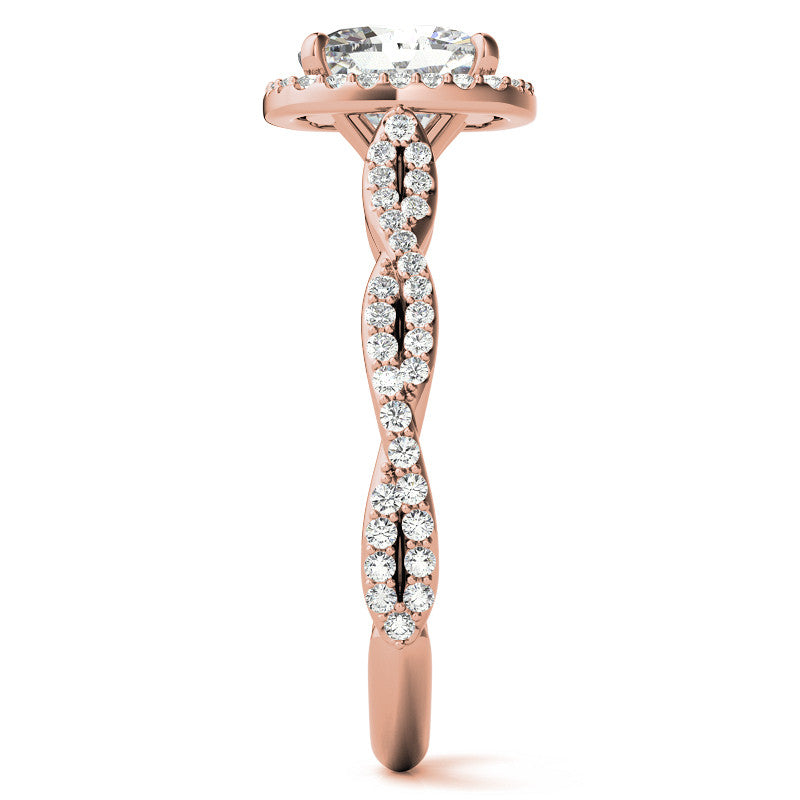 Cushion Twisted Cathedral Halo Engagement Ring