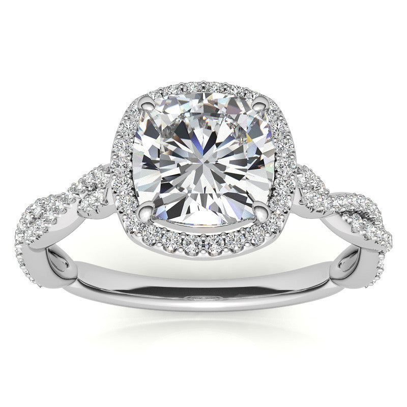 Cushion Twisted Cathedral Halo Engagement Ring