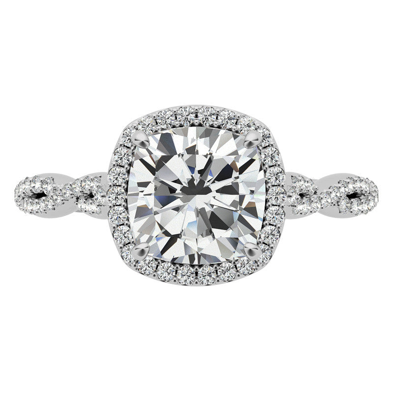 Cushion Twisted Cathedral Halo Engagement Ring