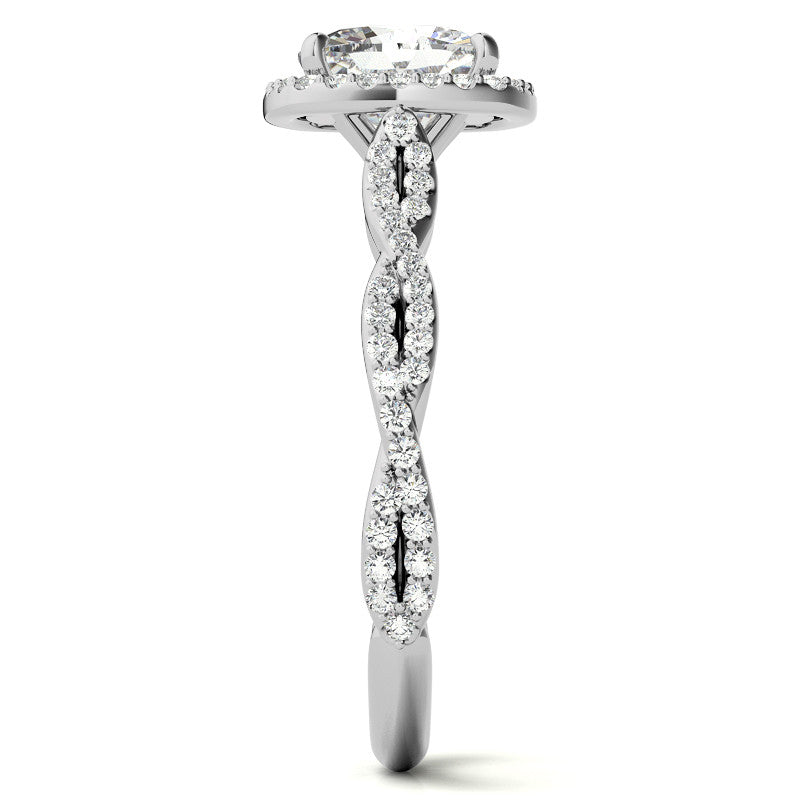 Cushion Twisted Cathedral Halo Engagement Ring