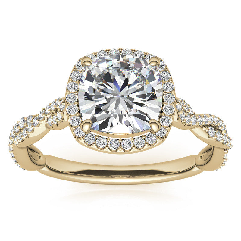 Cushion Twisted Cathedral Halo Engagement Ring