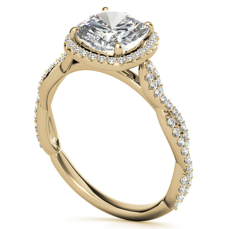 Cushion Twisted Cathedral Halo Engagement Ring