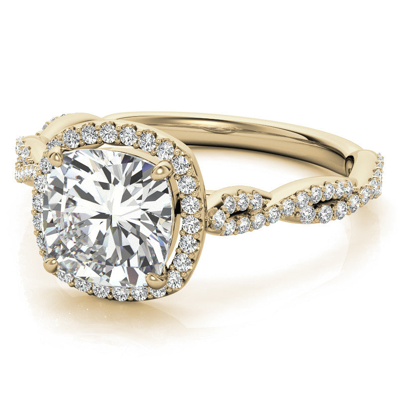 Cushion Twisted Cathedral Halo Engagement Ring